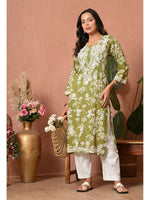 Load image into Gallery viewer, Aadat Mulmul Straight Chikankari Kurti