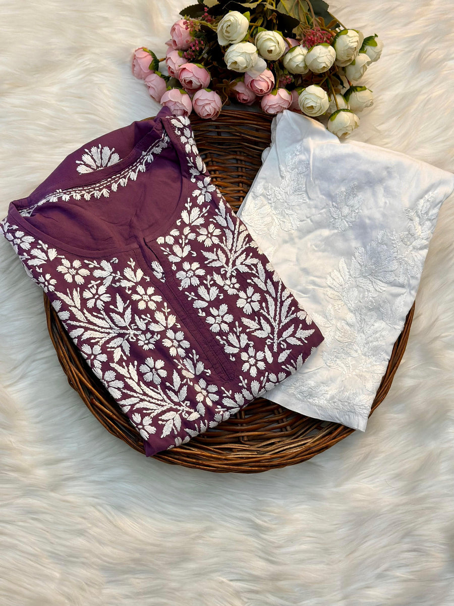 Mausam Modal Chikankari Straight Kurti