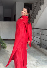 Load image into Gallery viewer, Polki Chanderi Chikankari Suit Set