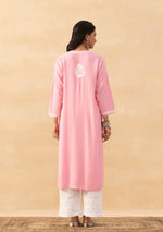 Load image into Gallery viewer, Isha Rayon Cotton Chikankari Kurti- Baby Pink - The Lucknowi Chikan