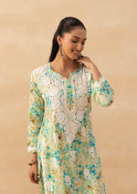 Load image into Gallery viewer, Ruhaab Mulmul Chikankari Kurti Pallazo Set