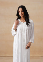 Load image into Gallery viewer, Kora White Chikankari long kurta