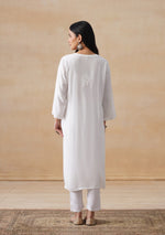 Load image into Gallery viewer, Kora White Chikankari long kurta