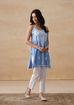 Load image into Gallery viewer, Boho Strappy Sleeveless Chikankari Kurti - The Lucknowi Chikan