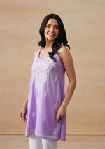 Load image into Gallery viewer, Boho Strappy Sleeveless Chikankari Kurti - The Lucknowi Chikan