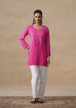 Load image into Gallery viewer, Nalli Rayon Chikankari Short Kurti - The Lucknowi Chikan