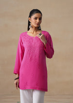 Load image into Gallery viewer, Nalli Rayon Chikankari Short Kurti - The Lucknowi Chikan