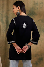 Load image into Gallery viewer, Jiva Rayon Short Chikankari Kurti - The Lucknowi Chikan