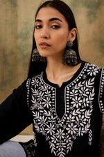 Load image into Gallery viewer, Jiva Rayon Short Chikankari Kurti - The Lucknowi Chikan