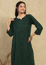 Load image into Gallery viewer, Kalira Rayon Mukaish Chikankari Kurti Set - The Lucknowi Chikan