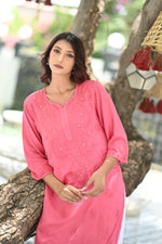 Load image into Gallery viewer, Ulfat Rayon Mukaish Chikankari Kurti