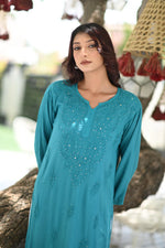 Load image into Gallery viewer, Ulfat Rayon Mukaish Chikankari Kurti