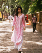 Load image into Gallery viewer, Bela Premium Baby Pink Chikankari Long Kurta