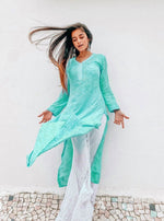 Load image into Gallery viewer, Mira Viscose Mukaish Long Chikankari Kurti