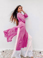 Load image into Gallery viewer, Mira Viscose Mukaish Long Chikankari Kurti Pink