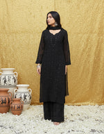 Load image into Gallery viewer, Nagma Premium Chikankari Mukaish Viscose Set Black Viscose