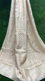 Load image into Gallery viewer, Madhuri Chanderi Silk Mukaish Saree. Ivory-White