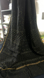 Load image into Gallery viewer, Madhuri Chanderi Silk Mukaish Saree. Black