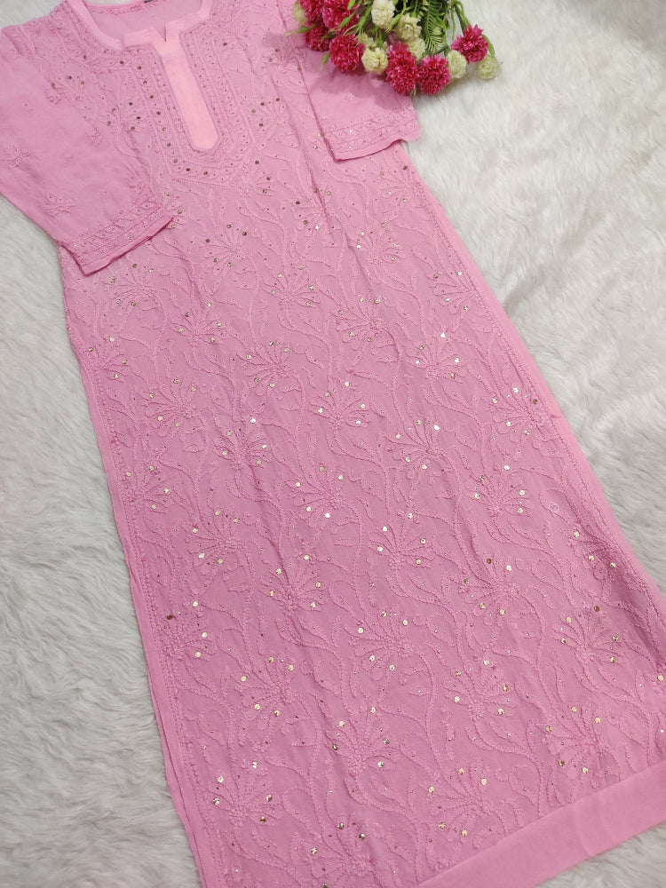 Nargis Viscose Mukaish Chikankari Kurti