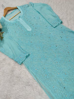 Load image into Gallery viewer, Mira Viscose Mukaish Long Chikankari Kurti