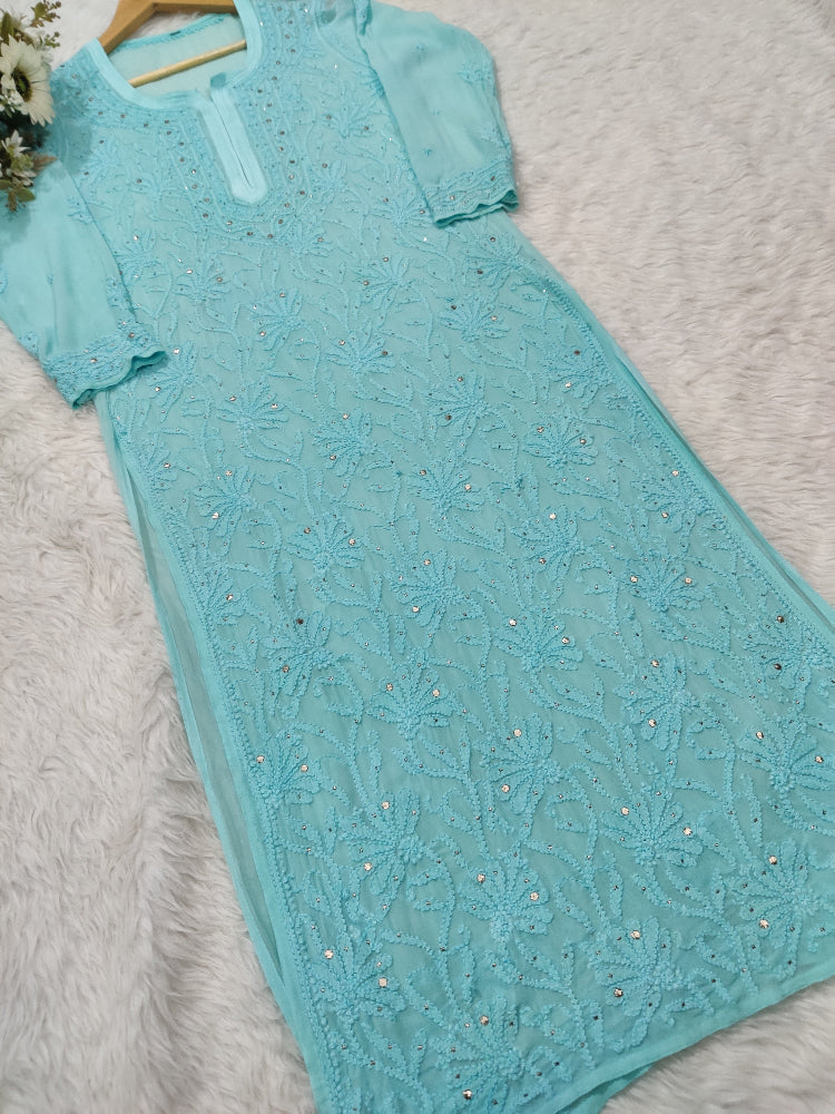 Nargis Viscose Mukaish Chikankari Kurti