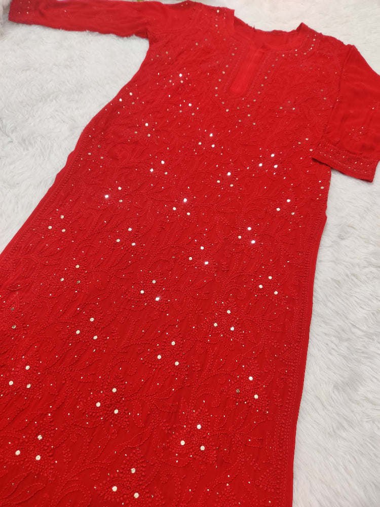 Nargis Viscose Mukaish Chikankari Kurti