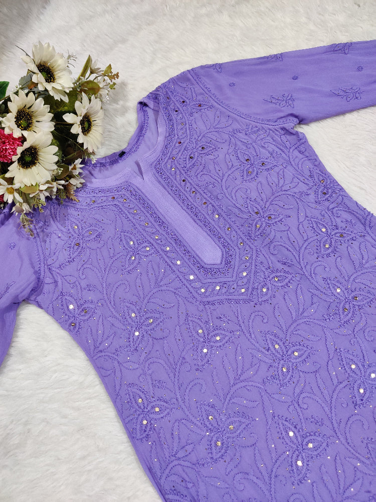 Nargis Viscose Mukaish Chikankari Kurti