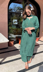 Load image into Gallery viewer, Kalira Rayon Mukaish Chikankari Kurti Set - The Lucknowi Chikan