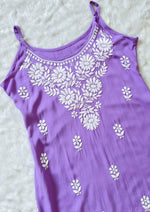 Load image into Gallery viewer, Boho Strappy Sleeveless Chikankari Kurti - The Lucknowi Chikan