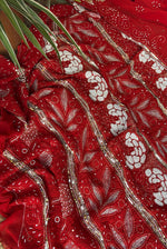 Load image into Gallery viewer, Apsara Premium Luxury Chikankari Saree Red