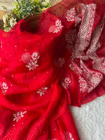 Load image into Gallery viewer, Royal Mandakini Organza Silk Chikankari Saree