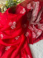 Load image into Gallery viewer, Royal Mandakini Organza Silk Chikankari Saree