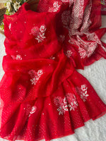 Load image into Gallery viewer, Royal Mandakini Organza Silk Chikankari Saree Red
