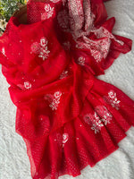 Load image into Gallery viewer, Royal Mandakini Organza Silk Chikankari Saree