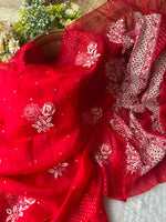 Load image into Gallery viewer, Royal Mandakini Organza Silk Chikankari Saree