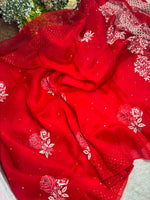 Load image into Gallery viewer, Royal Mandakini Organza Silk Chikankari Saree