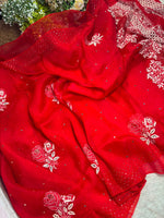 Load image into Gallery viewer, Royal Mandakini Organza Silk Chikankari Saree