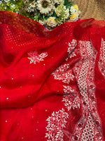 Load image into Gallery viewer, Royal Mandakini Organza Silk Chikankari Saree