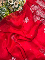 Load image into Gallery viewer, Royal Mandakini Organza Silk Chikankari Saree