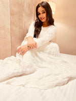 Load image into Gallery viewer, Sneh Premium Viscose Chikankari Gown White