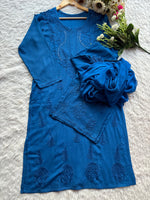 Load image into Gallery viewer, Kalira Rayon Mukaish Chikankari Kurti Set - The Lucknowi Chikan