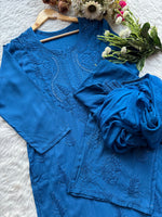 Load image into Gallery viewer, Kalira Rayon Mukaish Chikankari Kurti Set - The Lucknowi Chikan