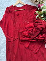 Load image into Gallery viewer, Kalira Rayon Mukaish Chikankari Kurti Set - The Lucknowi Chikan