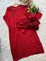 Load image into Gallery viewer, Kalira Rayon Mukaish Chikankari Kurti Set - The Lucknowi Chikan