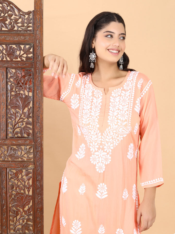 Malhar Modal Chikankari Kurti Set