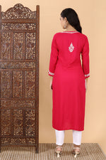 Load image into Gallery viewer, Heer Rayon Long Chikankari Kurti