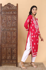 Load image into Gallery viewer, Heer Rayon Long Chikankari Kurti