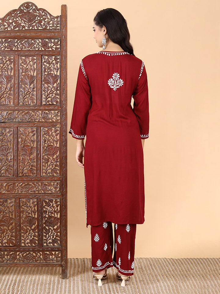 Malhar Modal Chikankari Kurti Set