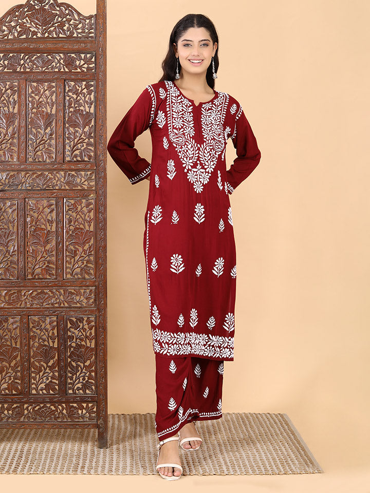 Malhar Modal Chikankari Kurti Set