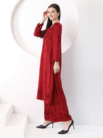 Load image into Gallery viewer, Ulfat Rayon Mukaish Chikankari Kurti Set-Maroon